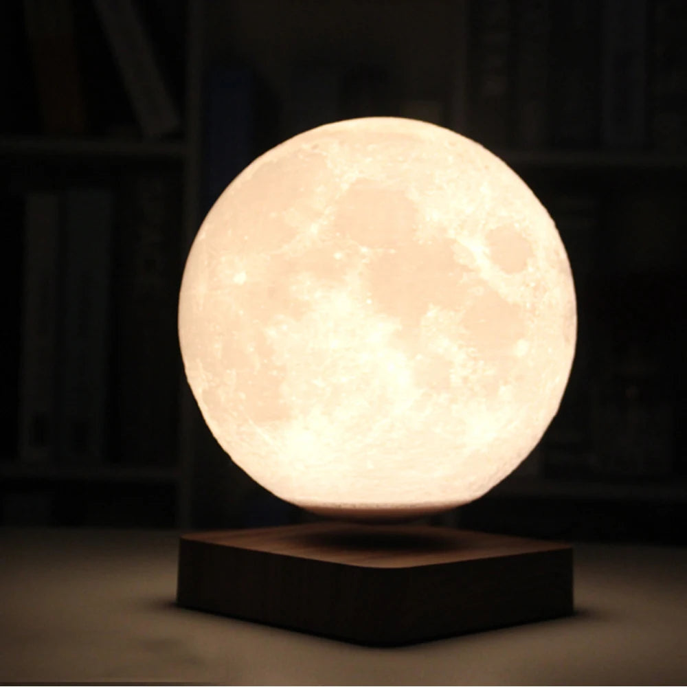 Lámpara lunar creativa 3D de levitación magnética LED, luz nocturna giratoria con forma de luna flotante, decoración para el hogar, regalo de moda para las fiestas, bricolaje.