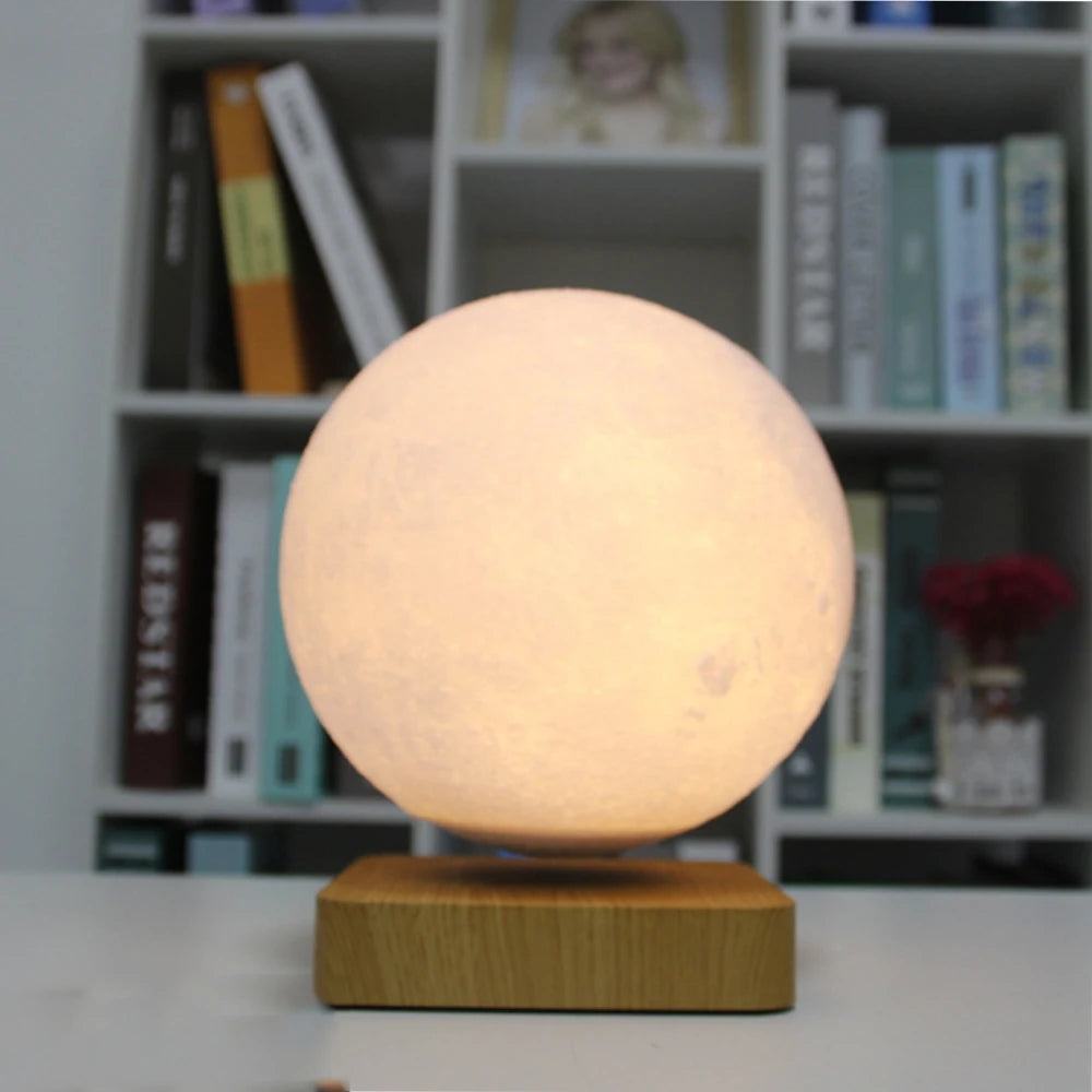 Lámpara lunar creativa 3D de levitación magnética LED, luz nocturna giratoria con forma de luna flotante, decoración para el hogar, regalo de moda para las fiestas, bricolaje.