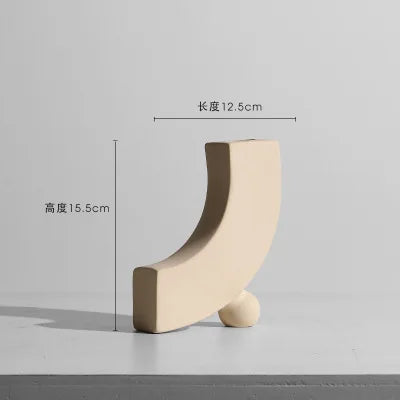 Jarrón de mesa minimalista nórdico de cerámica con adornos de flores secas, arreglo floral irregular y creativo, ideal para decorar la sala de estar.