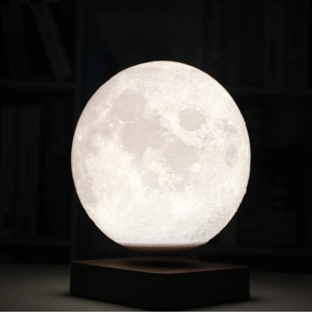 Lámpara lunar creativa 3D de levitación magnética LED, luz nocturna giratoria con forma de luna flotante, decoración para el hogar, regalo de moda para las fiestas, bricolaje.