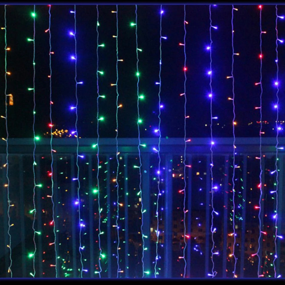Guirnalda de luces LED para cortinas, guirnalda para exteriores, para ventanas, decoración navideña, bodas y fiestas en el hogar.