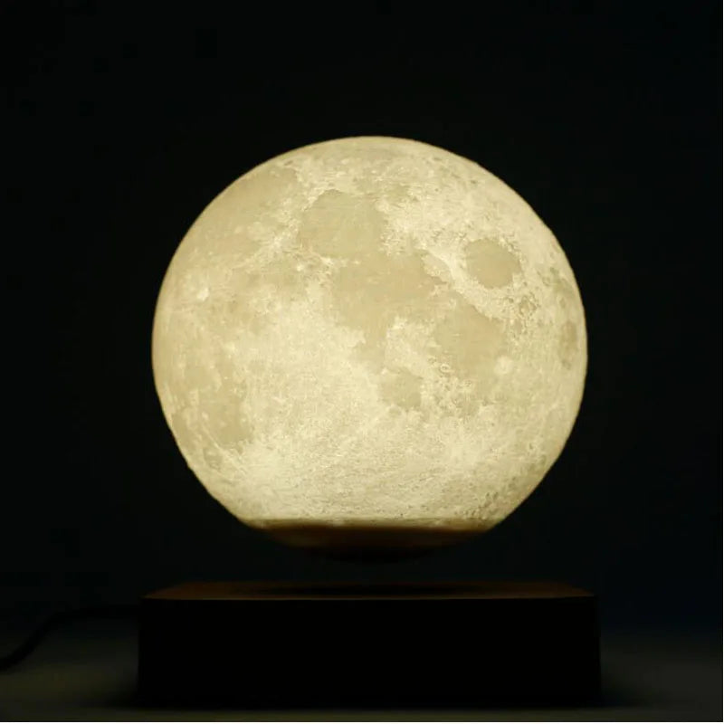 Lámpara lunar creativa 3D de levitación magnética LED, luz nocturna giratoria con forma de luna flotante, decoración para el hogar, regalo de moda para las fiestas, bricolaje.