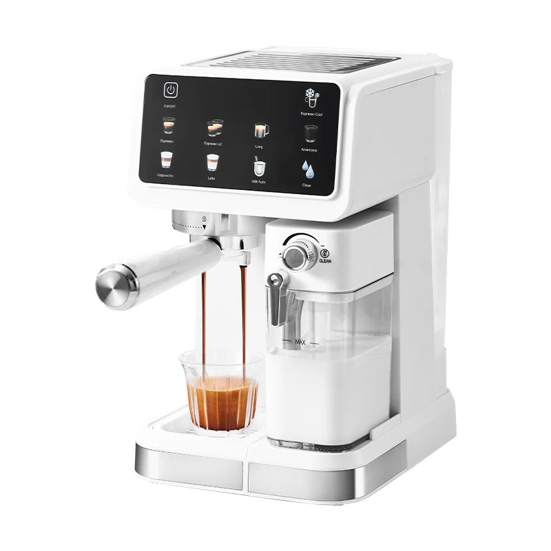 Cafetera doméstica pequeña semiautomática, máquina de café espresso italiana con espumador de vapor a alta presión.