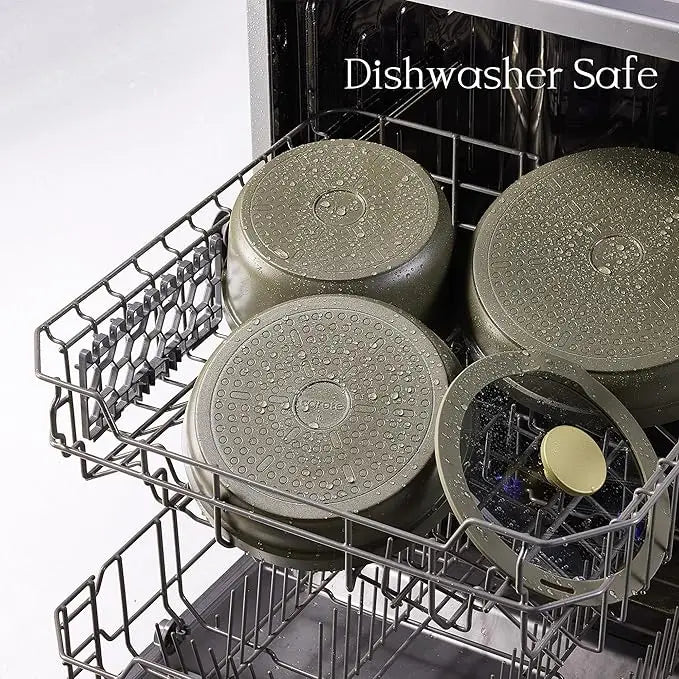 Geling Proveedor chino Juego de utensilios de cocina de cerámica antiadherente de lujo moderno de 9 piezas Juego de utensilios de cocina verde personalizado de moda