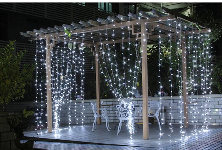 Guirnalda de luces LED para cortinas, guirnalda para exteriores, para ventanas, decoración navideña, bodas y fiestas en el hogar.