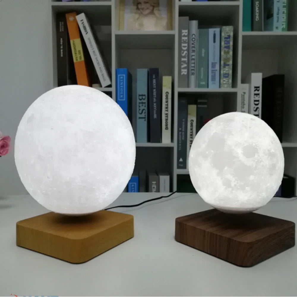 Lámpara lunar creativa 3D de levitación magnética LED, luz nocturna giratoria con forma de luna flotante, decoración para el hogar, regalo de moda para las fiestas, bricolaje.