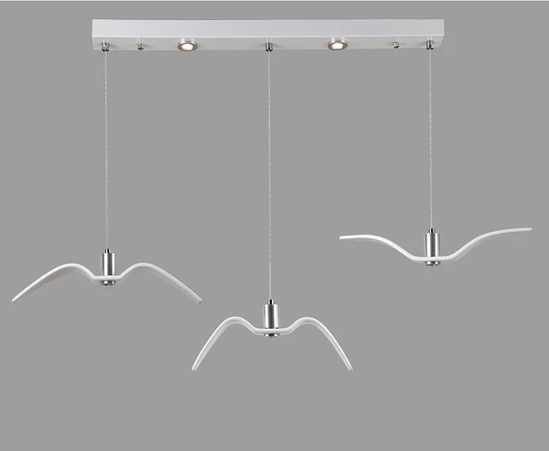 Lámpara colgante nórdica, lámpara de araña LED con diseño de gaviota para bar/cocina, lámpara de araña con diseño de pájaros, luminaria de techo.