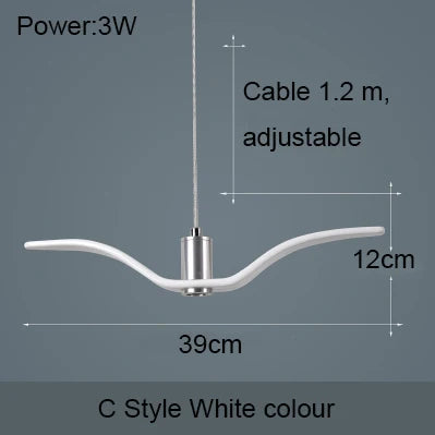 Lámpara colgante nórdica, lámpara de araña LED con diseño de gaviota para bar/cocina, lámpara de araña con diseño de pájaros, luminaria de techo.
