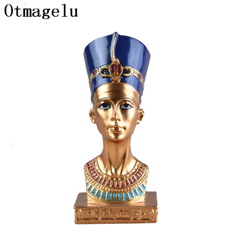 Glamurosa escultura de una reina faraona del antiguo Egipto, adorno de resina, figura, estatua, miniatura, decoración para el hogar y la oficina.