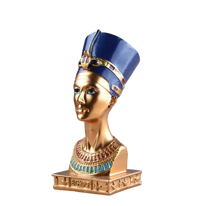 Glamurosa escultura de una reina faraona del antiguo Egipto, adorno de resina, figura, estatua, miniatura, decoración para el hogar y la oficina.