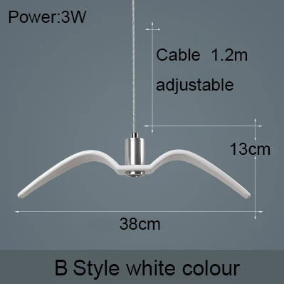 Lámpara colgante nórdica, lámpara de araña LED con diseño de gaviota para bar/cocina, lámpara de araña con diseño de pájaros, luminaria de techo.
