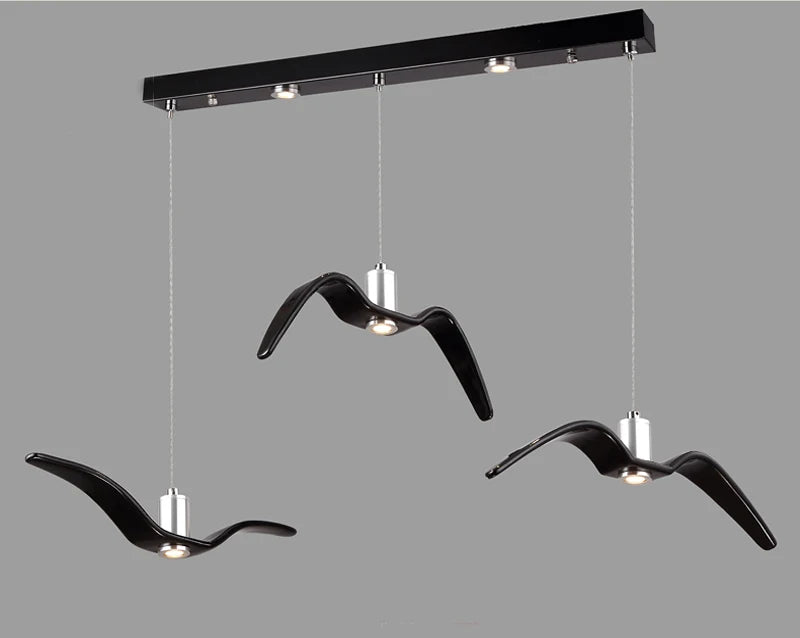 Lámpara colgante nórdica, lámpara de araña LED con diseño de gaviota para bar/cocina, lámpara de araña con diseño de pájaros, luminaria de techo.