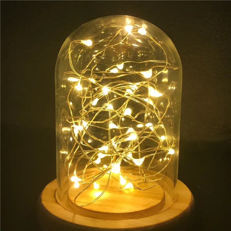 Guirnalda de luces LED de 2 m con 20 LED, 20 microluces estrelladas, funciona con pilas de botón CR2032, de cobre, ideal para decoraciones navideñas y de bodas.