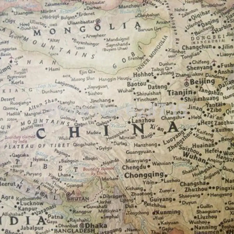 Póster de mapa del mundo de gran tamaño, estilo vintage, papel kraft, póster retro, decoración del hogar, 71*46,5 cm (28*18 pulgadas), Mapa del mundo