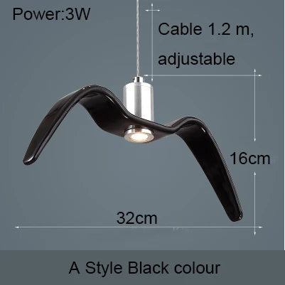 Lámpara colgante nórdica, lámpara de araña LED con diseño de gaviota para bar/cocina, lámpara de araña con diseño de pájaros, luminaria de techo.