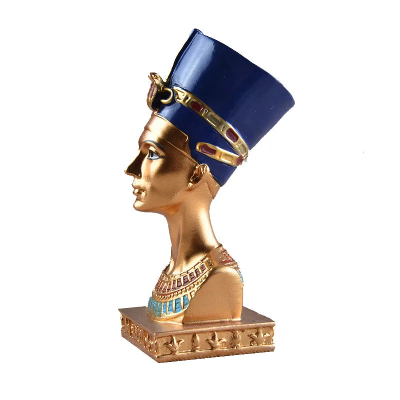 Glamurosa escultura de una reina faraona del antiguo Egipto, adorno de resina, figura, estatua, miniatura, decoración para el hogar y la oficina.