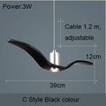 Lámpara colgante nórdica, lámpara de araña LED con diseño de gaviota para bar/cocina, lámpara de araña con diseño de pájaros, luminaria de techo.