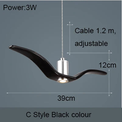 Lámpara colgante nórdica, lámpara de araña LED con diseño de gaviota para bar/cocina, lámpara de araña con diseño de pájaros, luminaria de techo.