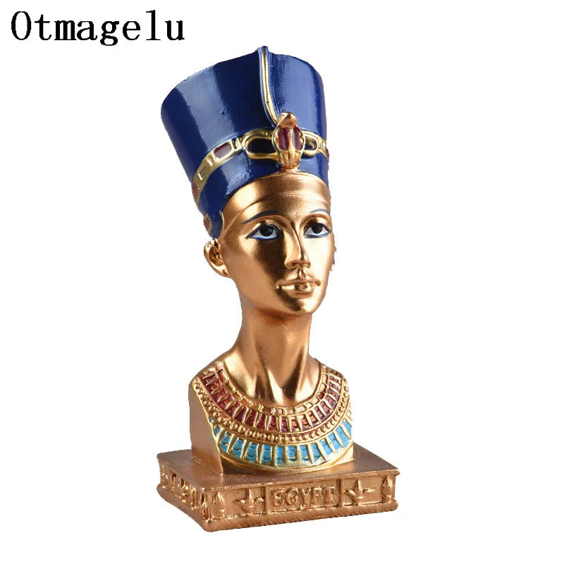 Glamurosa escultura de una reina faraona del antiguo Egipto, adorno de resina, figura, estatua, miniatura, decoración para el hogar y la oficina.