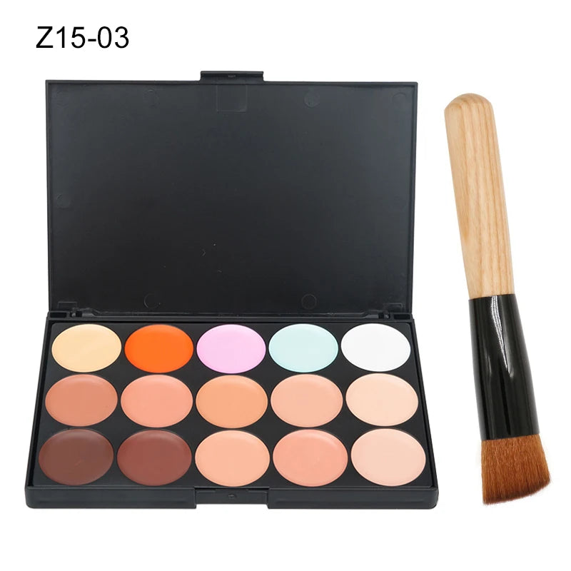 Paleta de contorno en crema de camuflaje con 15 colores para maquillaje profesional