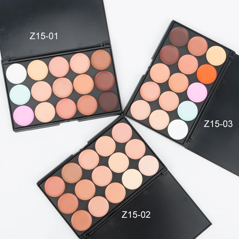 Paleta de contorno en crema de camuflaje con 15 colores para maquillaje profesional