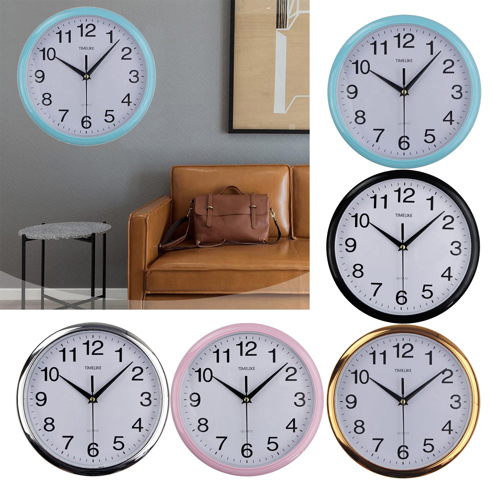 Reloj de pared moderno, diseño nórdico clásico, silencioso, sin tictac, ideal para colgar en el dormitorio, sala de estar o estudio. Decoración del hogar.