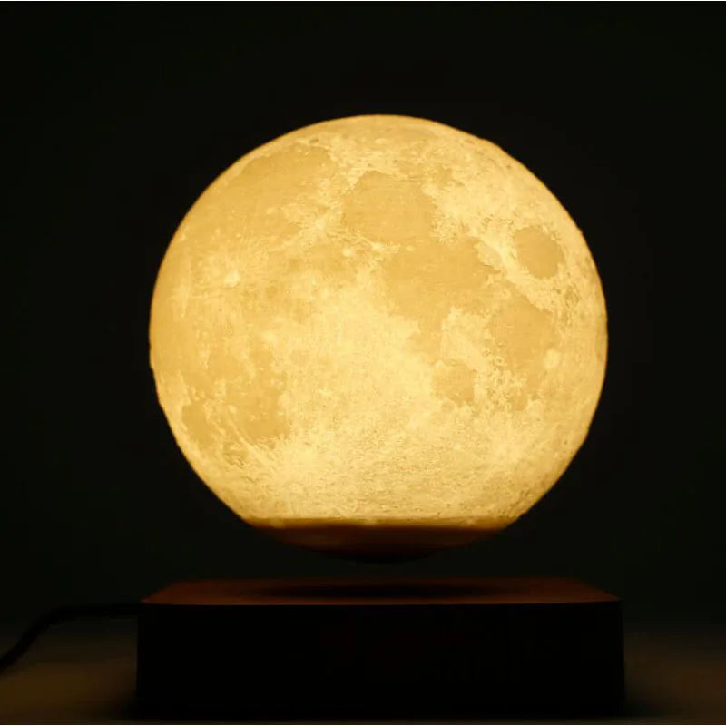 Lámpara lunar creativa 3D de levitación magnética LED, luz nocturna giratoria con forma de luna flotante, decoración para el hogar, regalo de moda para las fiestas, bricolaje.