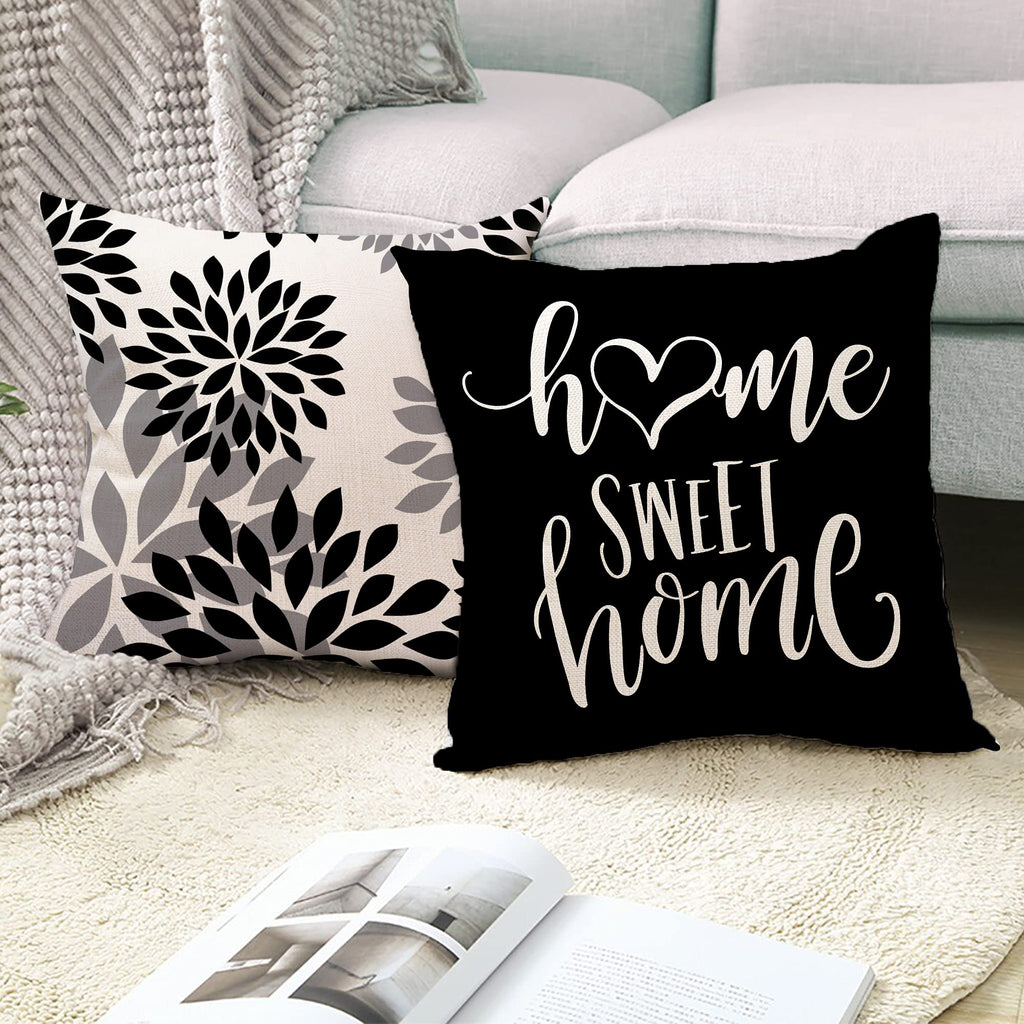 Funda de almohada de lino con estampado geométrico en blanco y negro para sofá o sofá. Decoración para el hogar. Se puede personalizar para ti. Tamaños disponibles: 40x40, 45x45, 50x50 y 60x60.