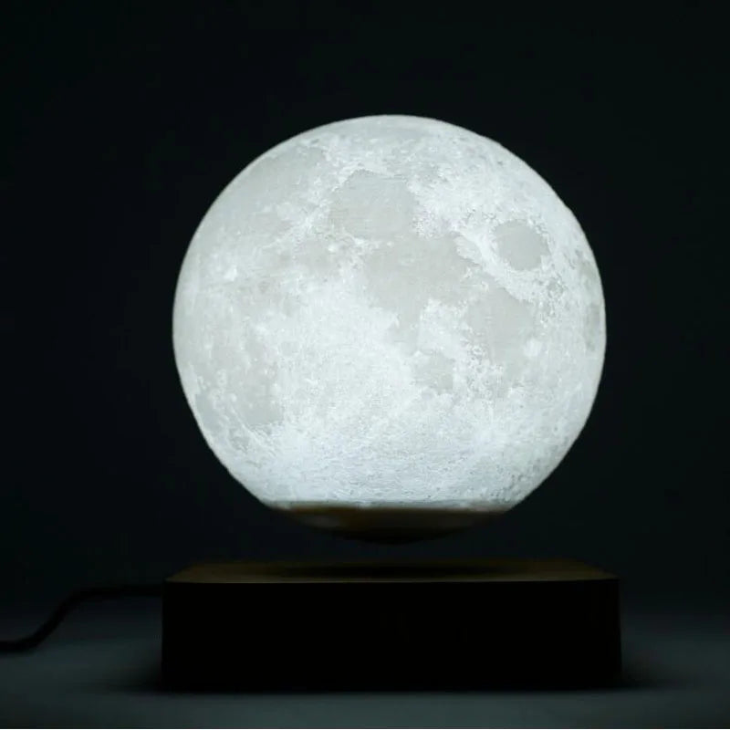 Lámpara lunar creativa 3D de levitación magnética LED, luz nocturna giratoria con forma de luna flotante, decoración para el hogar, regalo de moda para las fiestas, bricolaje.
