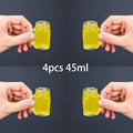 Juego de 4 mini vasos de cristal tipo tarro Mason con asas de cristal, ideales para beber whisky.
