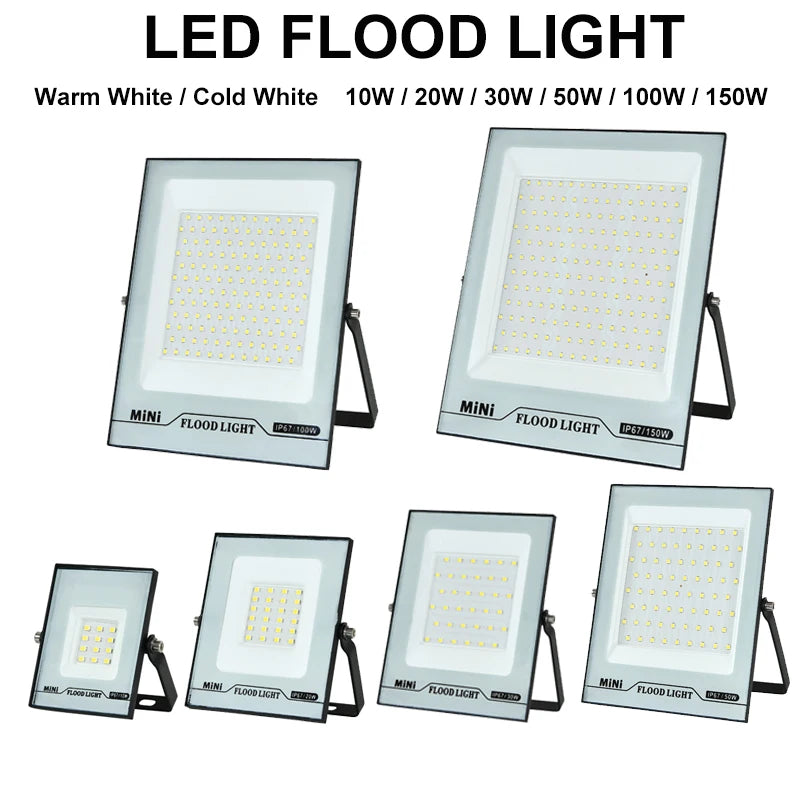 Foco LED de 10W, 20W, 30W, 50W, 100W, 150W, alto brillo, IP66, resistente al agua, mini foco para exteriores, pared, puerta, garaje, jardín.