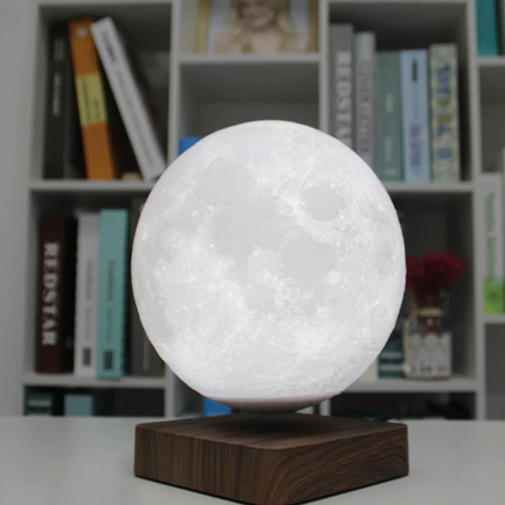Lámpara lunar creativa 3D de levitación magnética LED, luz nocturna giratoria con forma de luna flotante, decoración para el hogar, regalo de moda para las fiestas, bricolaje.