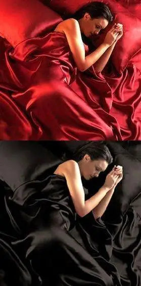 Juego de sábanas ajustables para cama Queen de 4 piezas, 95 g/m², de satén suave y sedoso - ROJO NEGRO 10
