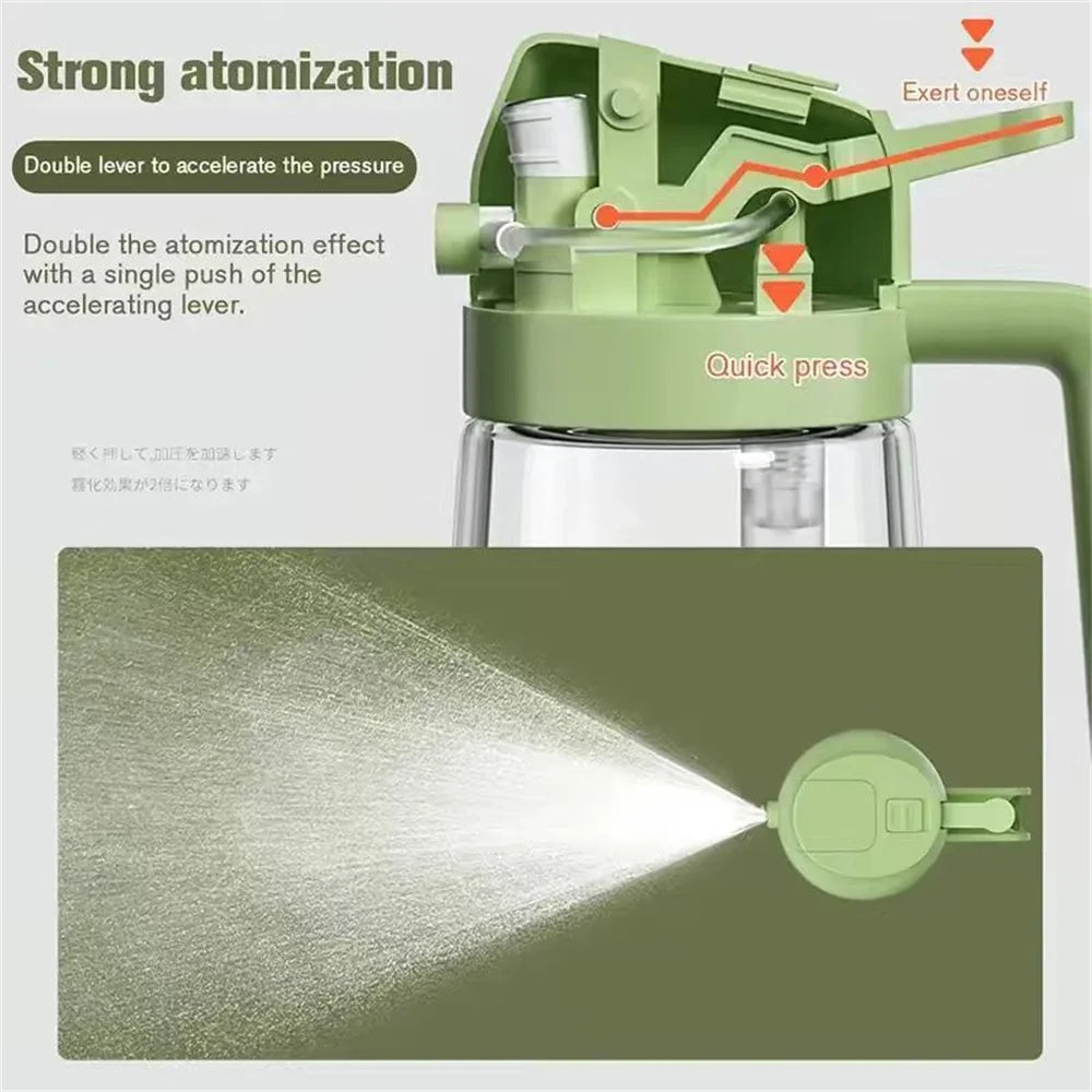 Pulverizador de aceite de 470 ml para cocinar, dispensador de aceite de oliva y botella pulverizadora 2 en 1, pulverizador de aceite con pegatinas, botella pulverizadora de vidrio grueso