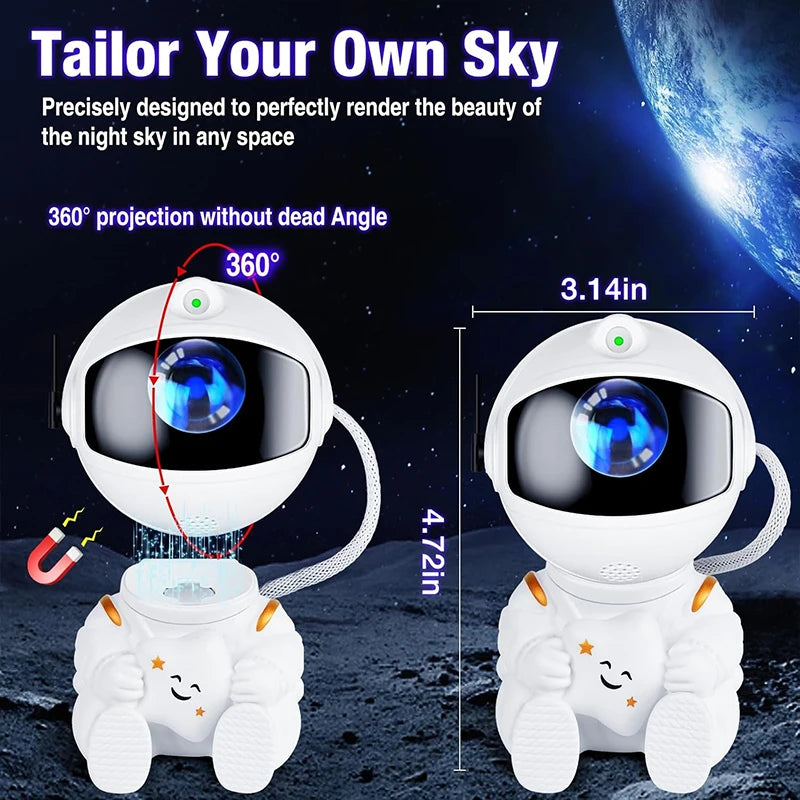 Proyector de galaxia de astronauta, luz nocturna blanca con estrella en la mano, lámpara proyector de estrellas para dormitorio infantil, decoración espacial y regalo.