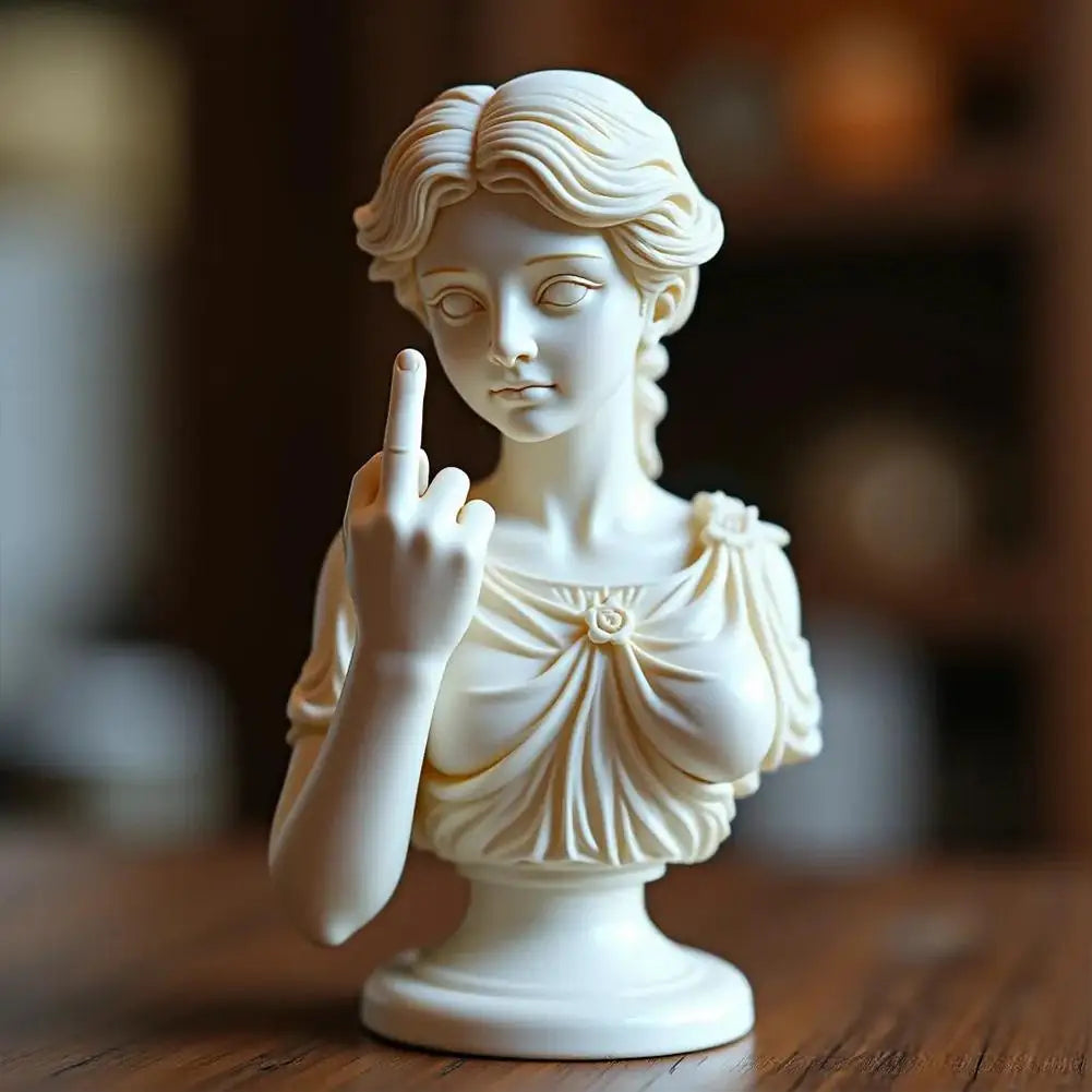 Estatua divertida de resina de la diosa vienesa con el dedo medio, decoraciones personalizadas para el hogar, el jardín, la oficina y la mesa. Regalos especiales.