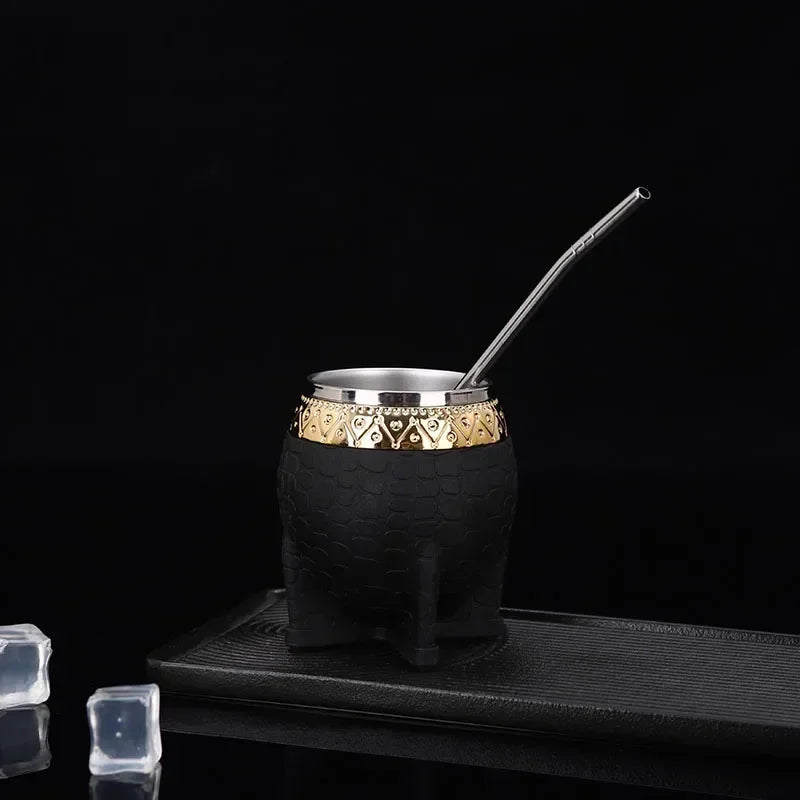 Vaso térmico de acero inoxidable de doble pared de 180 ml para café, cerveza, yerba mate y té.