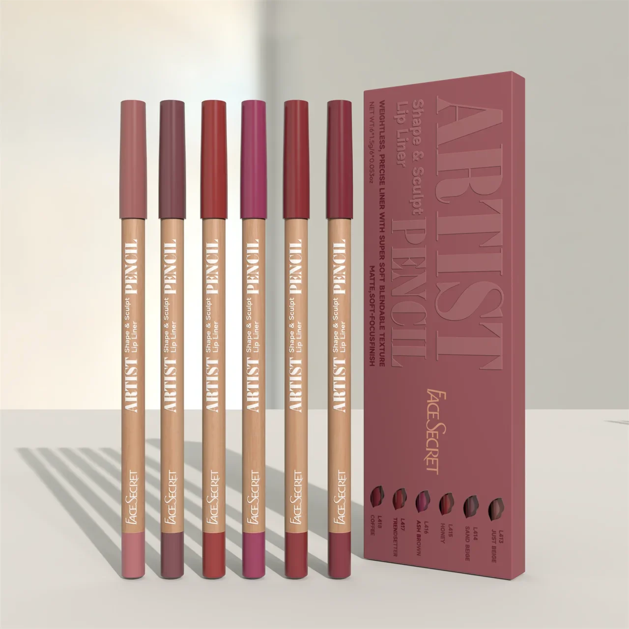 Set de 6 delineadores de labios en formato lápiz, 6 colores, resistentes al agua y al sudor, no se desvanecen fácilmente, no se adhieren a la taza, color nude.
