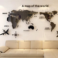 Pegatinas de pared acrílicas 3D con mapa del mundo, pegatinas de espejo tridimensionales, pegatinas decorativas para pared de dormitorio y oficina.