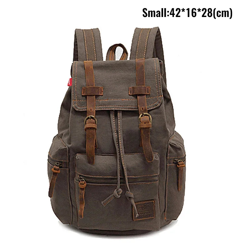 Mochila masculina retro de lona, apta para portátil de 14 pulgadas, mochila vintage de 36-55L resistente al desgaste, color café, envío por goteo