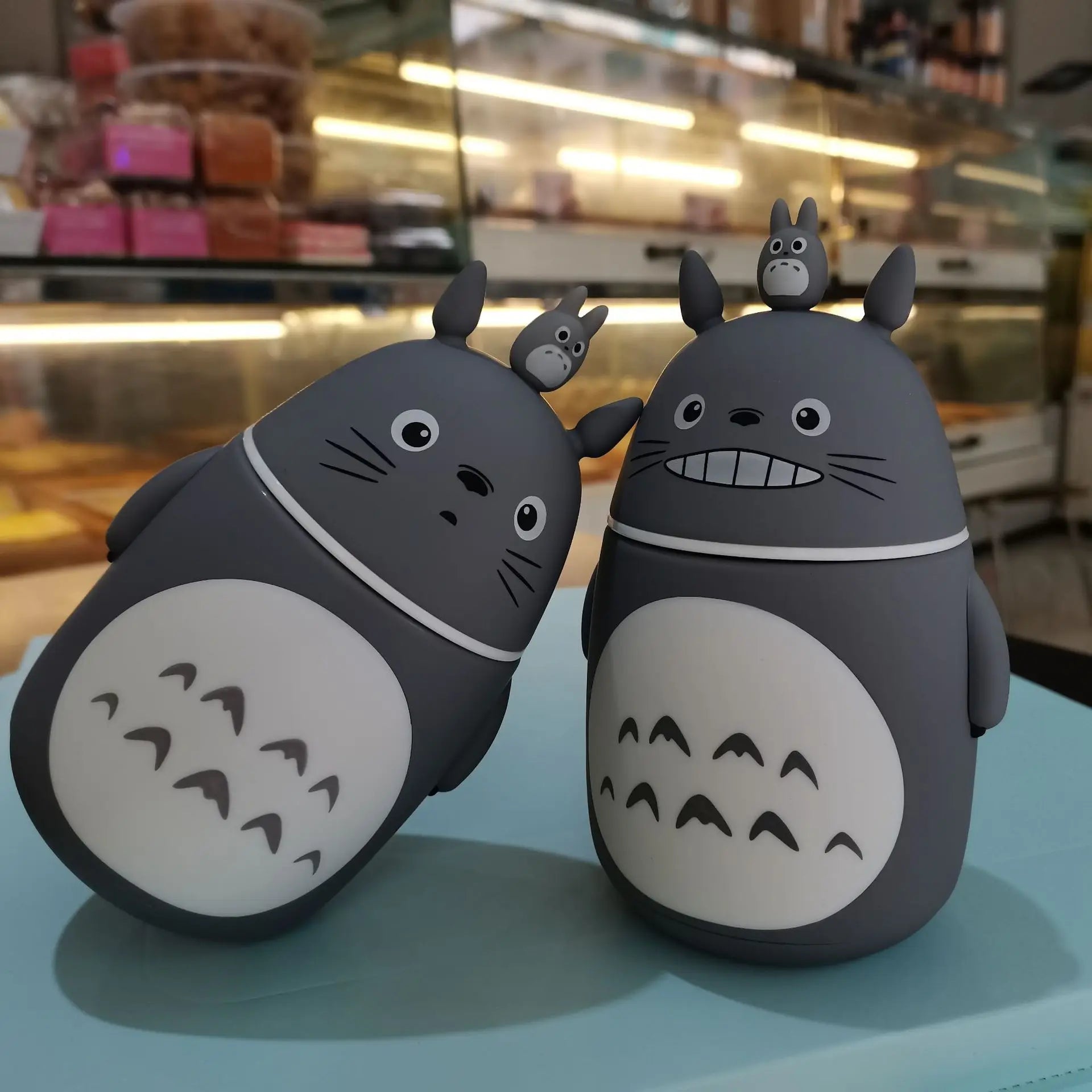 Botella de agua de vidrio con forma de Totoro de dibujos animados Kawaii para niños, a prueba de fugas, para gimnasio, viajes y deportes al aire libre.