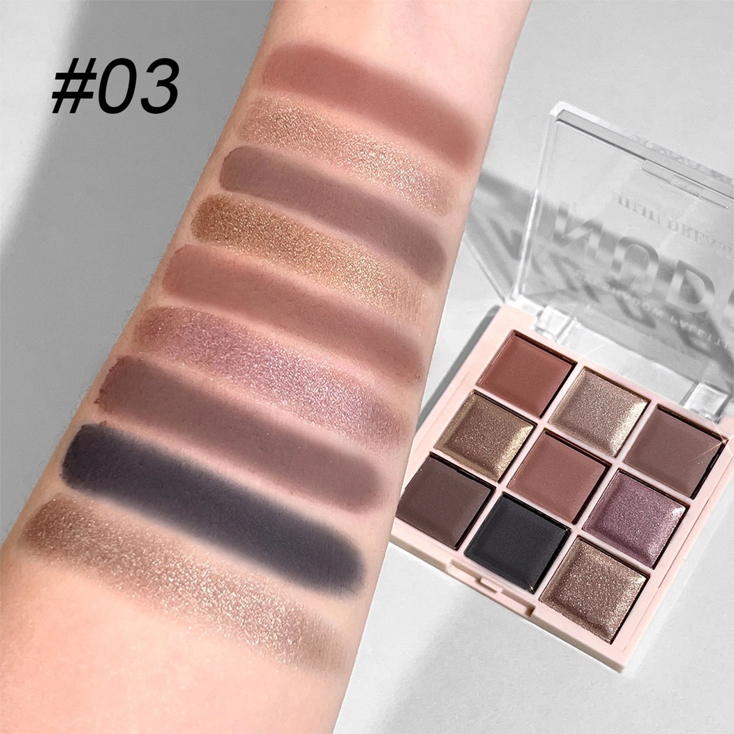 Paleta de sombras de ojos JUJU DREAM de 9 colores, acabado mate y brillante, tonos suaves de té con leche, compacta y fácil de usar para el maquillaje diario de los estudiantes.