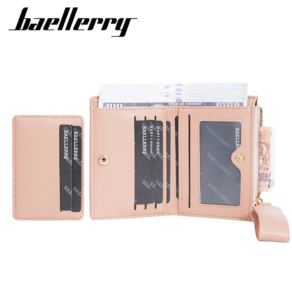 Nueva cartera para mujer con cremallera corta, elegante y de alta gama, con múltiples ranuras para tarjetas, tarjetero japonés y coreano para mujer.