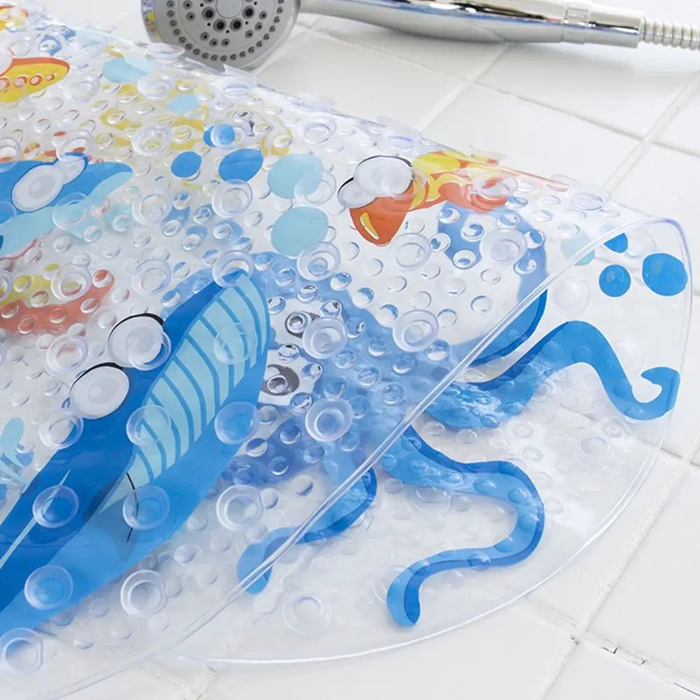 Alfombrilla de baño antideslizante de PVC suave con diseño de dibujos animados para niños, con ventosa, para ducha y bañera.