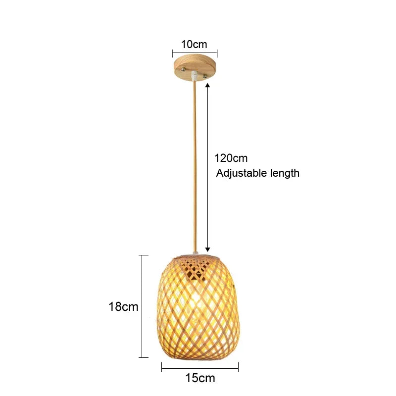 Lámpara colgante de techo de ratán, mimbre, bambú y madera, lámpara de araña colgante tejida a mano, decoración para el hogar, sala de estar y dormitorio.