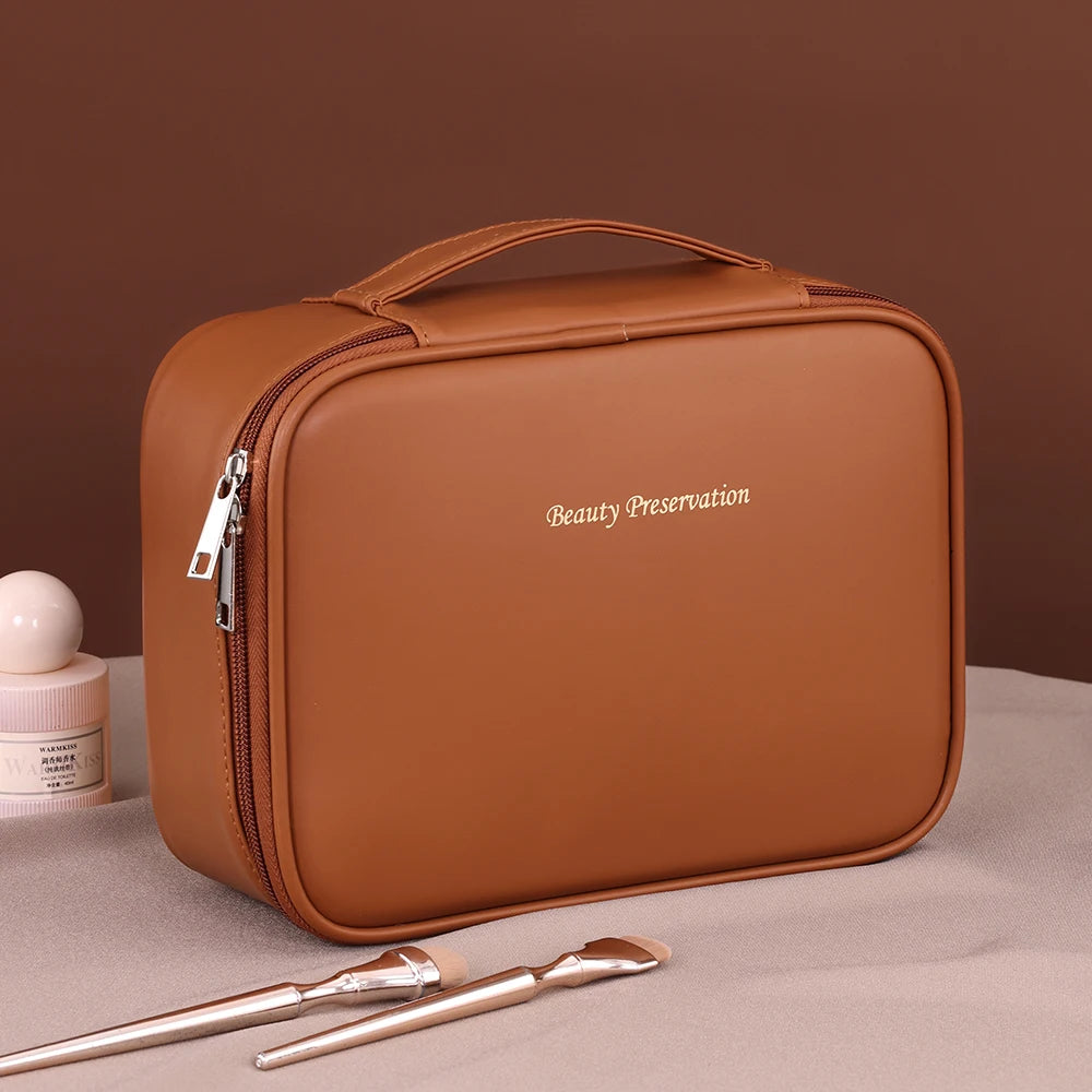 Neceser grande de PU para mujer, ideal para artículos esenciales de viaje. Bolsa de maquillaje y cosméticos. Organizador de cosméticos de lujo.