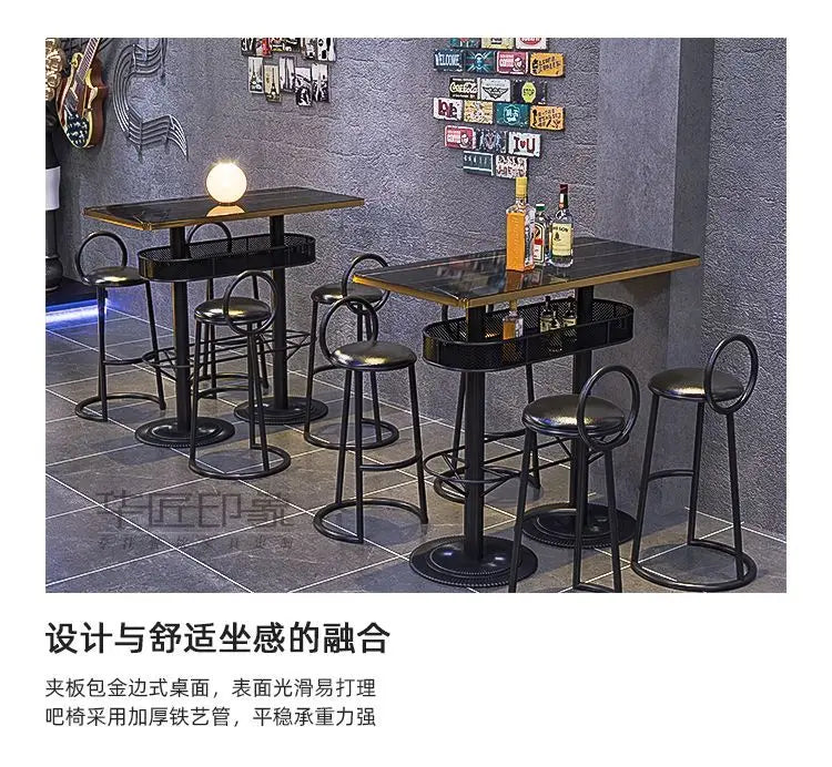 Modern Vintage Bar Stools: Iron Base Stools + Distressed Wood Tables Retro Pub Stools & High-Top Tables – Industrial Bar