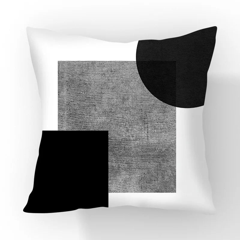 Funda de cojín geométrica en blanco y negro VIKAMA, funda de cojín moderna y minimalista para sofá de salón, funda de almohada para coche, decoración del hogar