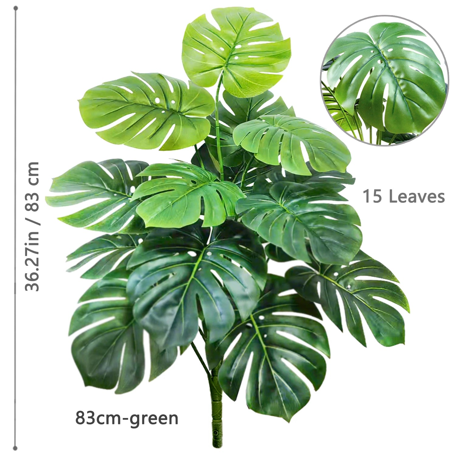 Planta Monstera artificial de 52-104 cm (40,94 pulgadas), palmera falsa de plástico con hojas verdes, ideal para la decoración del hogar, jardín, habitación u oficina.
