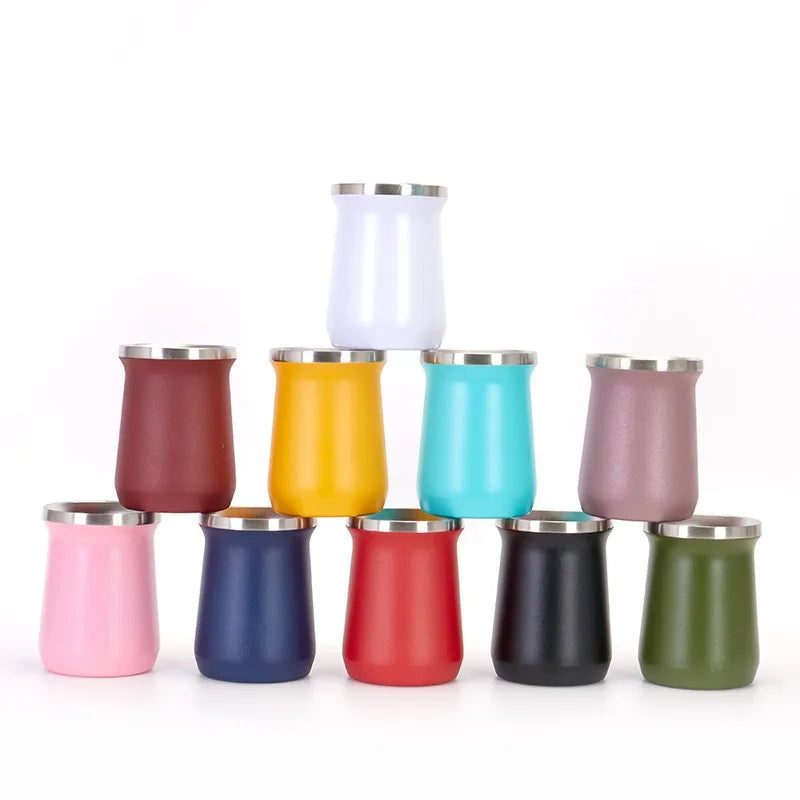 Mate de doble pared con diseño creativo de Sudamérica, termo de 240 ml (8 oz) para  mate.